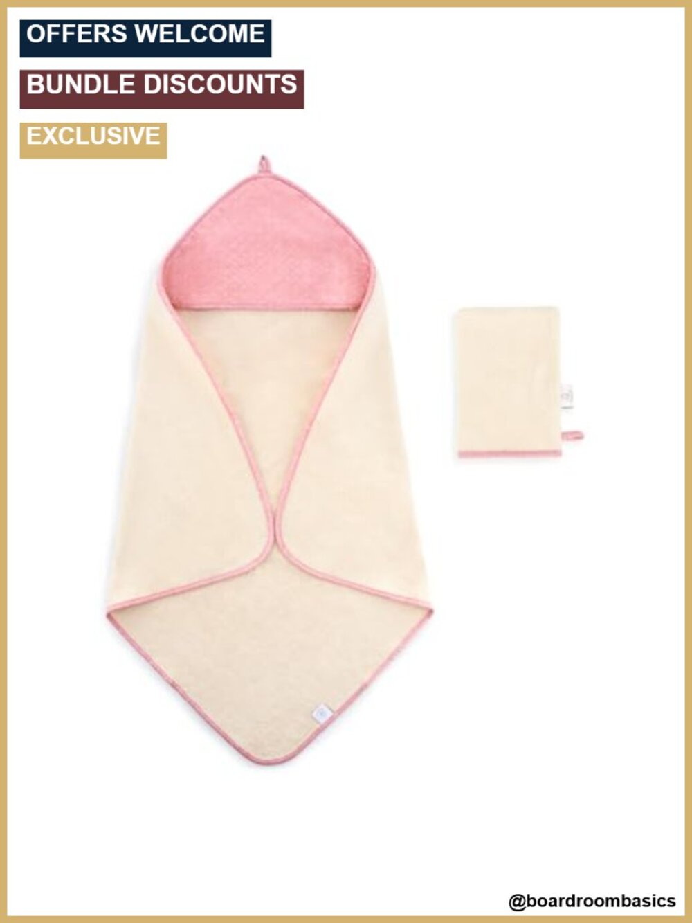 Organic Cotton Hooded Baby Bath Towel & Wash Mitt Set